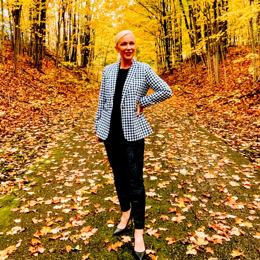 NWT J. Crew Black White Gingham Blazer - 6P